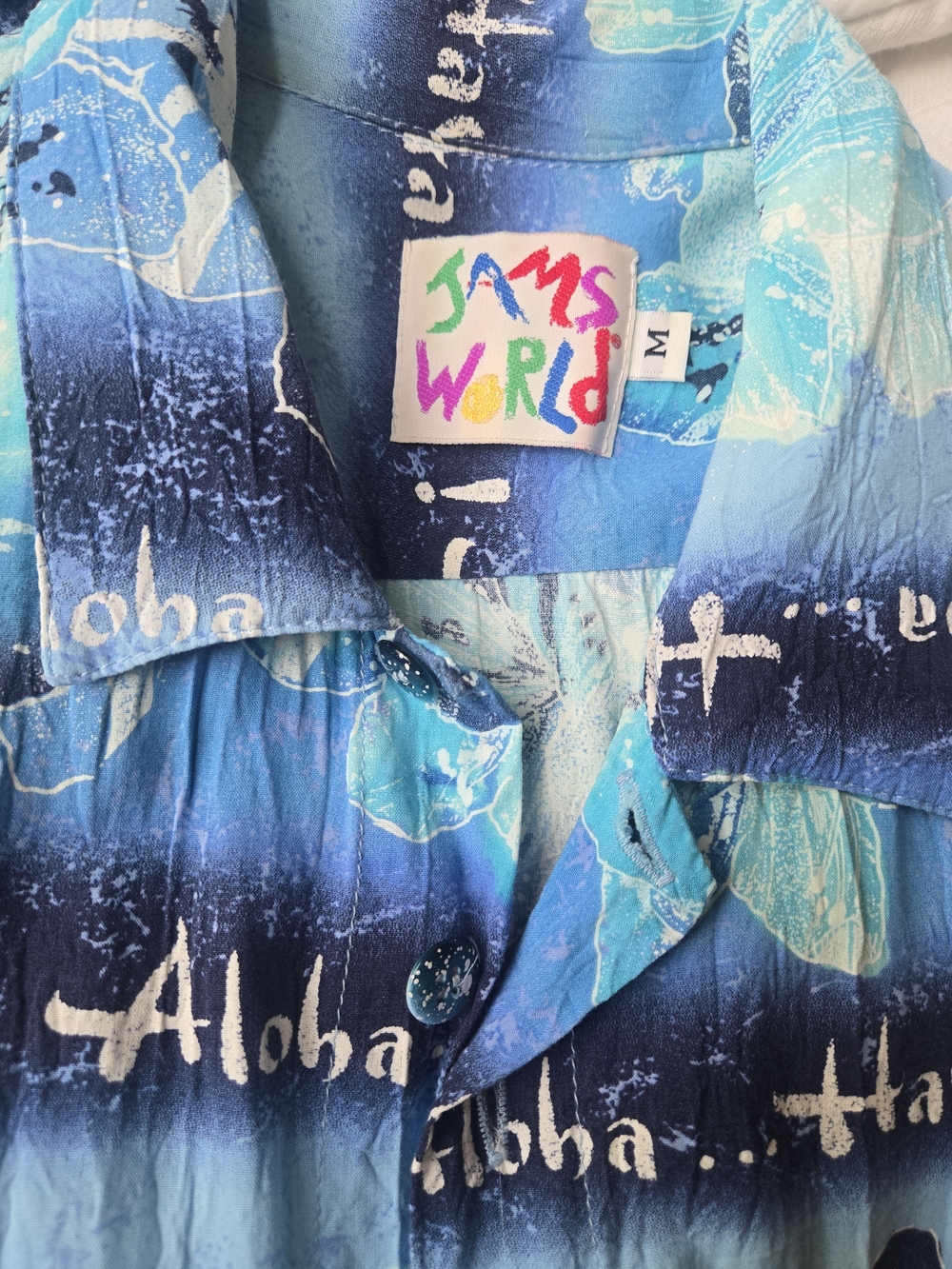 Jams World Blue Hawaii Print Aloha Shirt